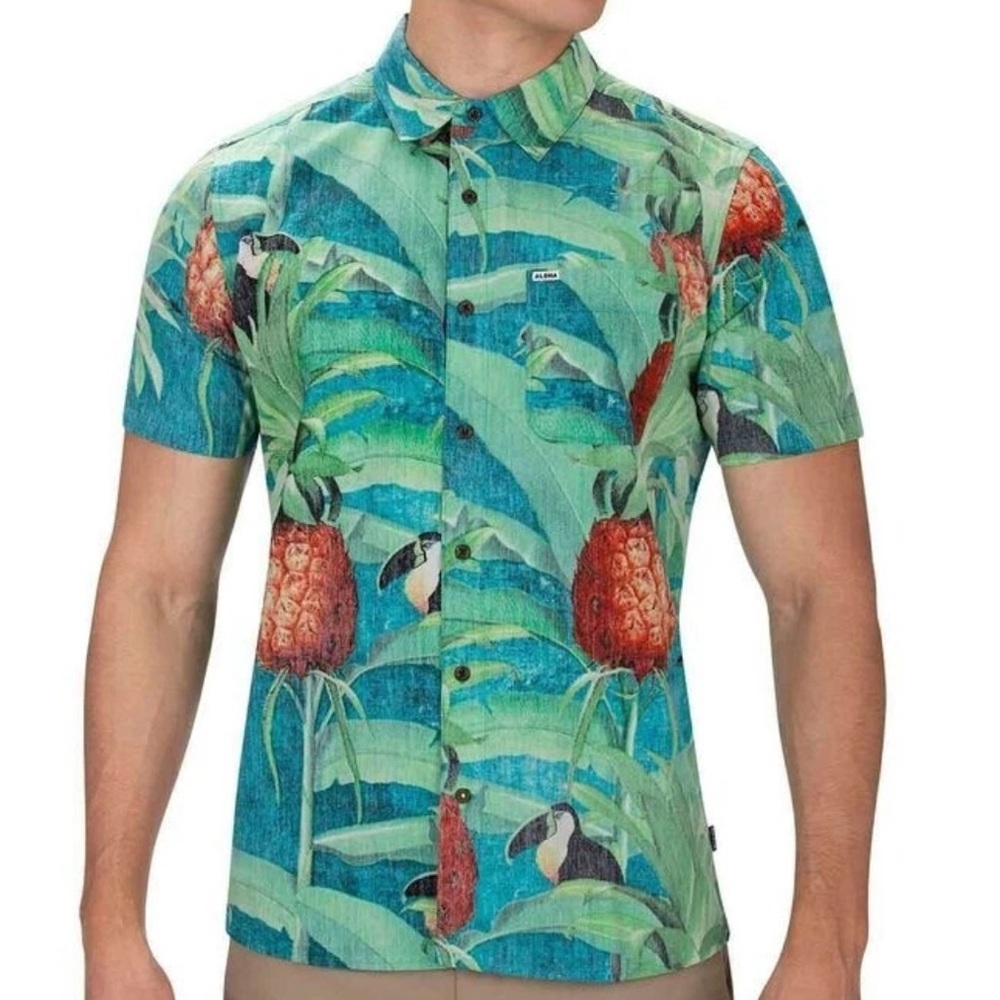 NWT- Tropical Hurley Vibrant Pineapple Print Shirt